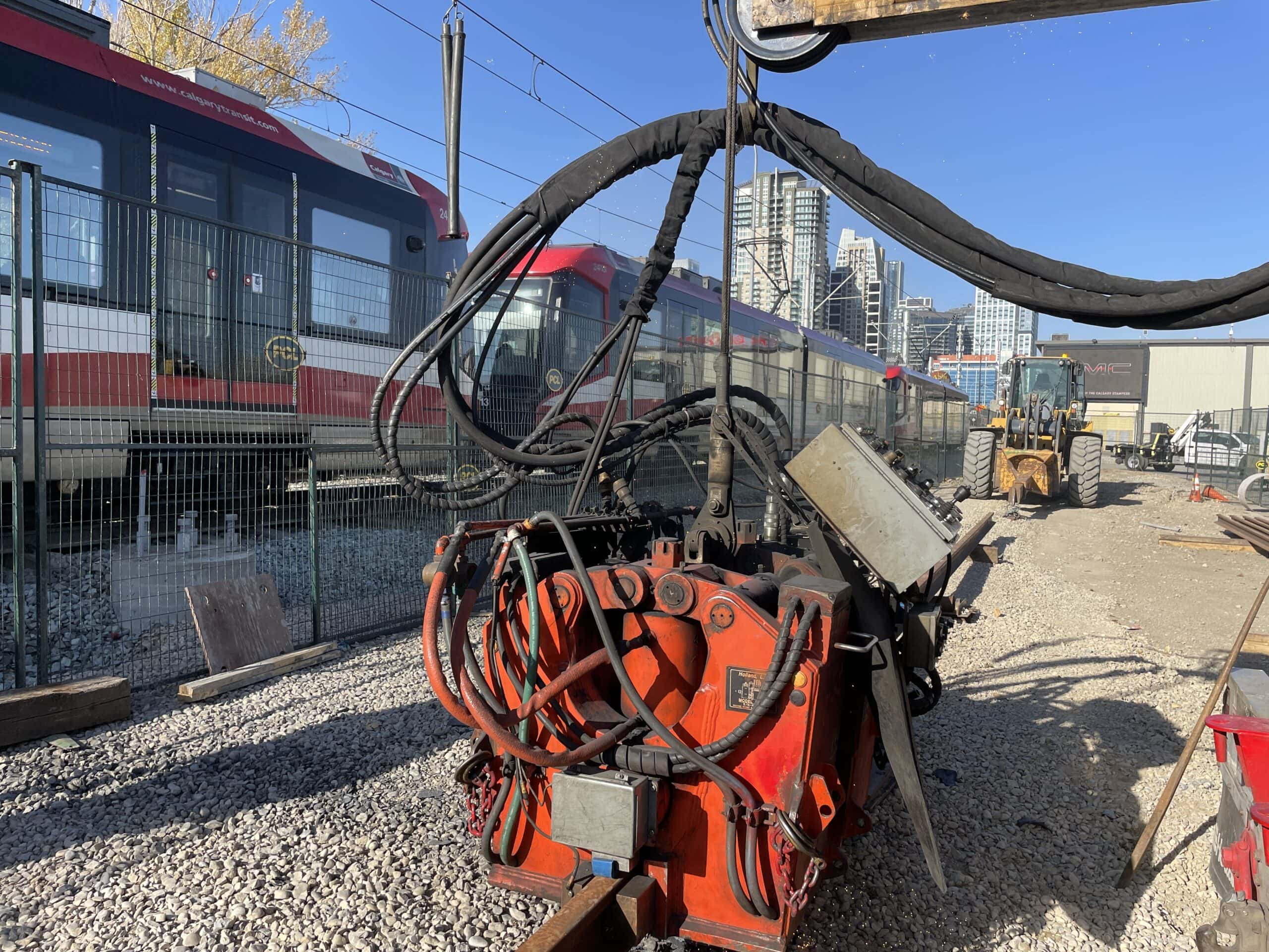 Flash-butt welding machine on transit rail.